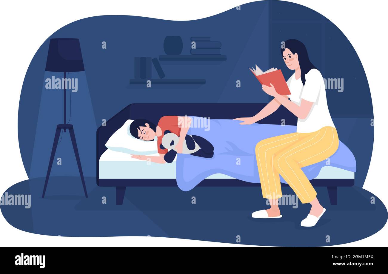 Mother Read Book For Kid 2d Vector Isolated Illustration Stock Vector Image Art Alamy