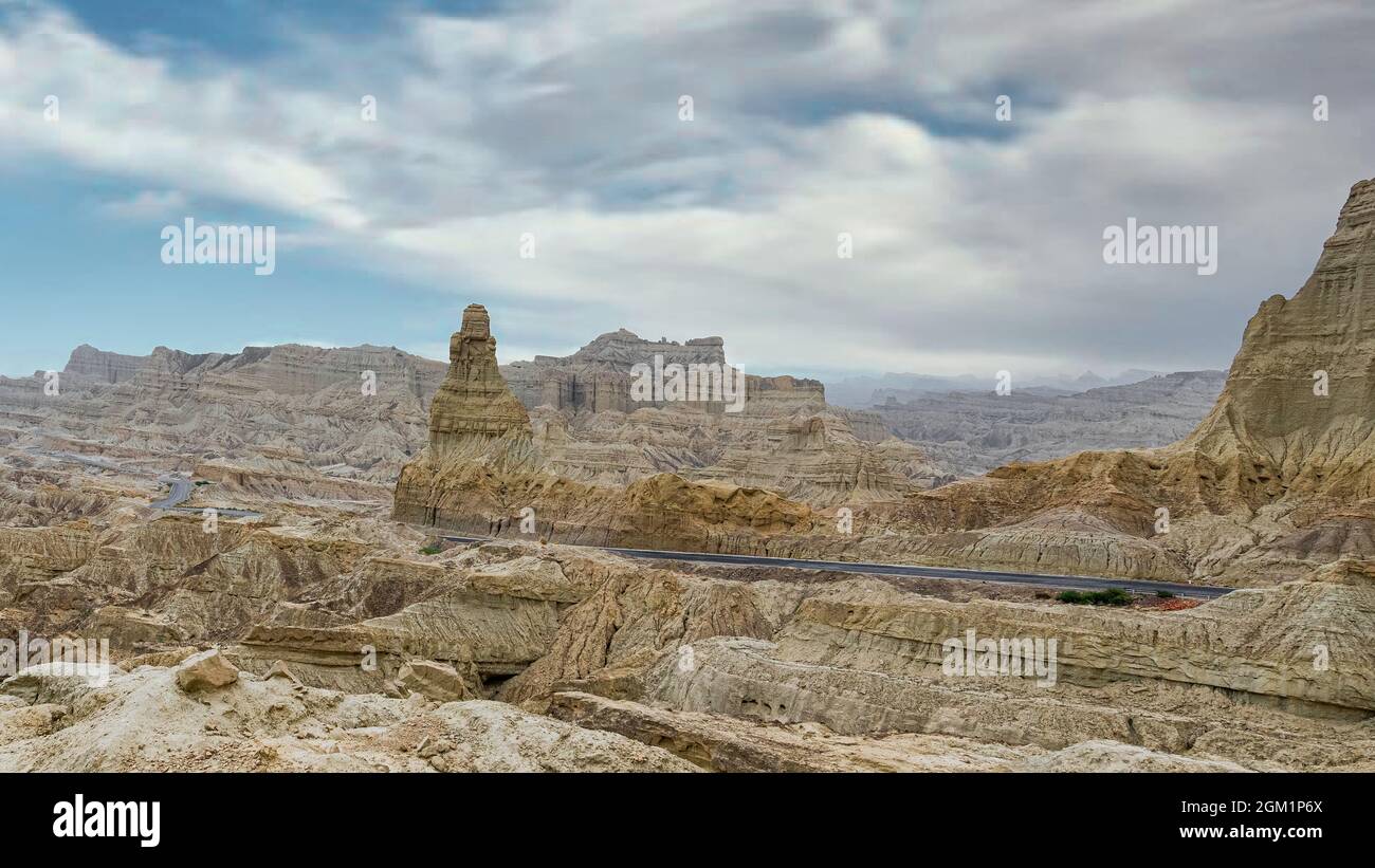 Makran Coastal Highway along Pakistan's Arabian Sea coast from Karachi to Gwadar in Balochistan province. Selective focus Stock Photo