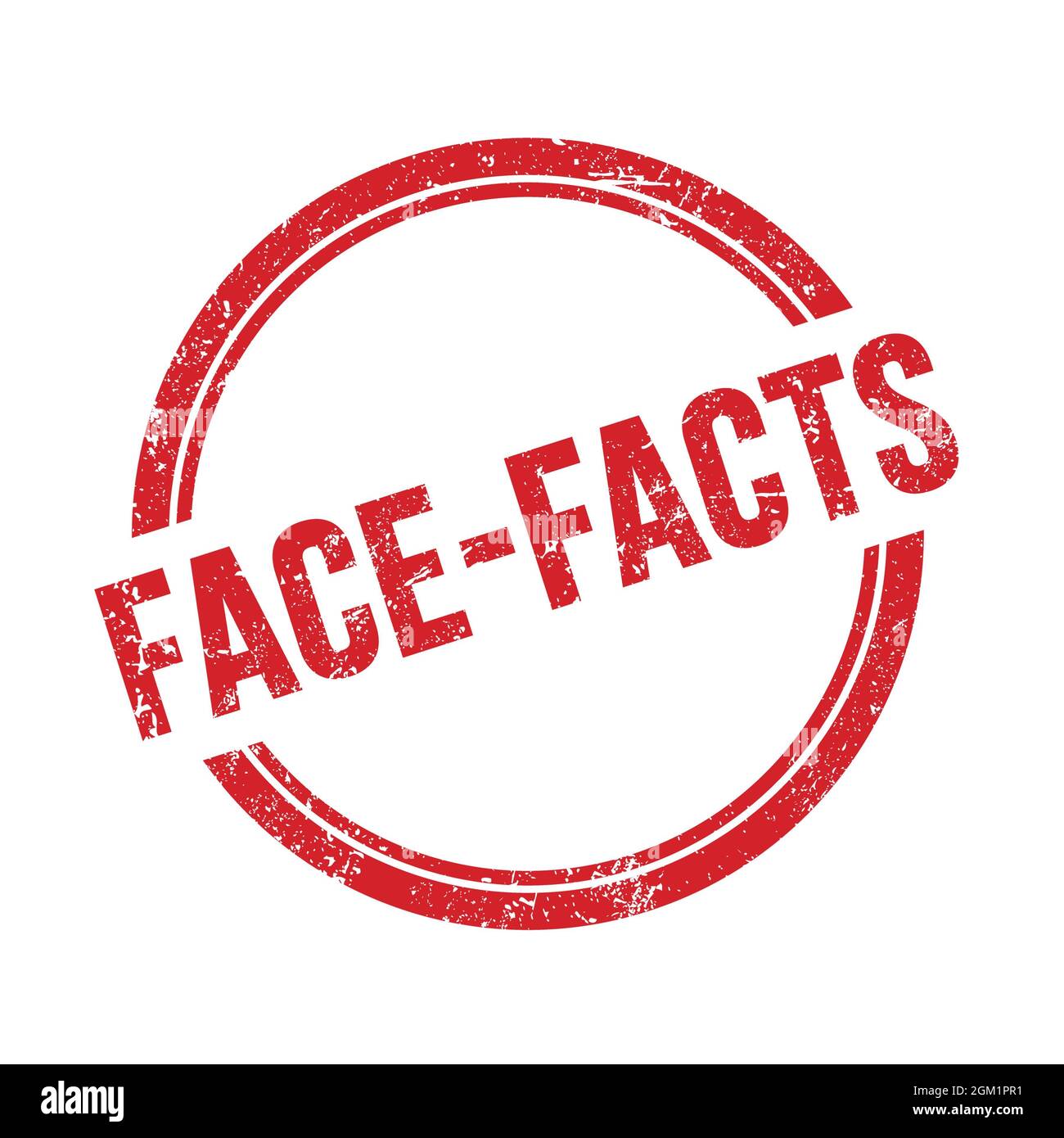 FACE-FACTS text written on red grungy vintage round stamp. Stock Photo