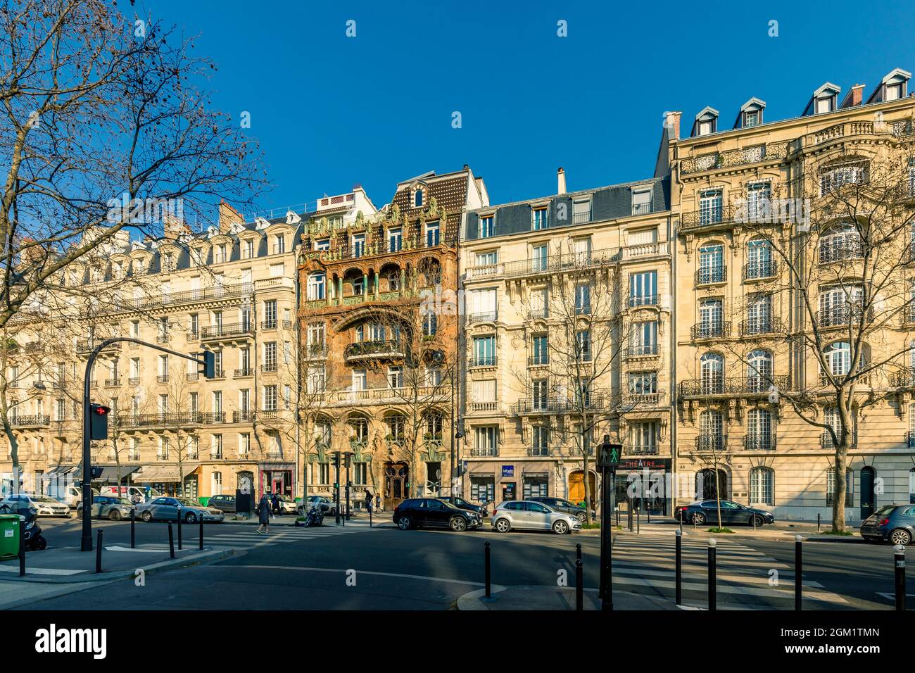 Paris, France - March 8, 2021: The magnificent art nouveau Lavirotte building on Rapp Avenue in Paris Stock Photo