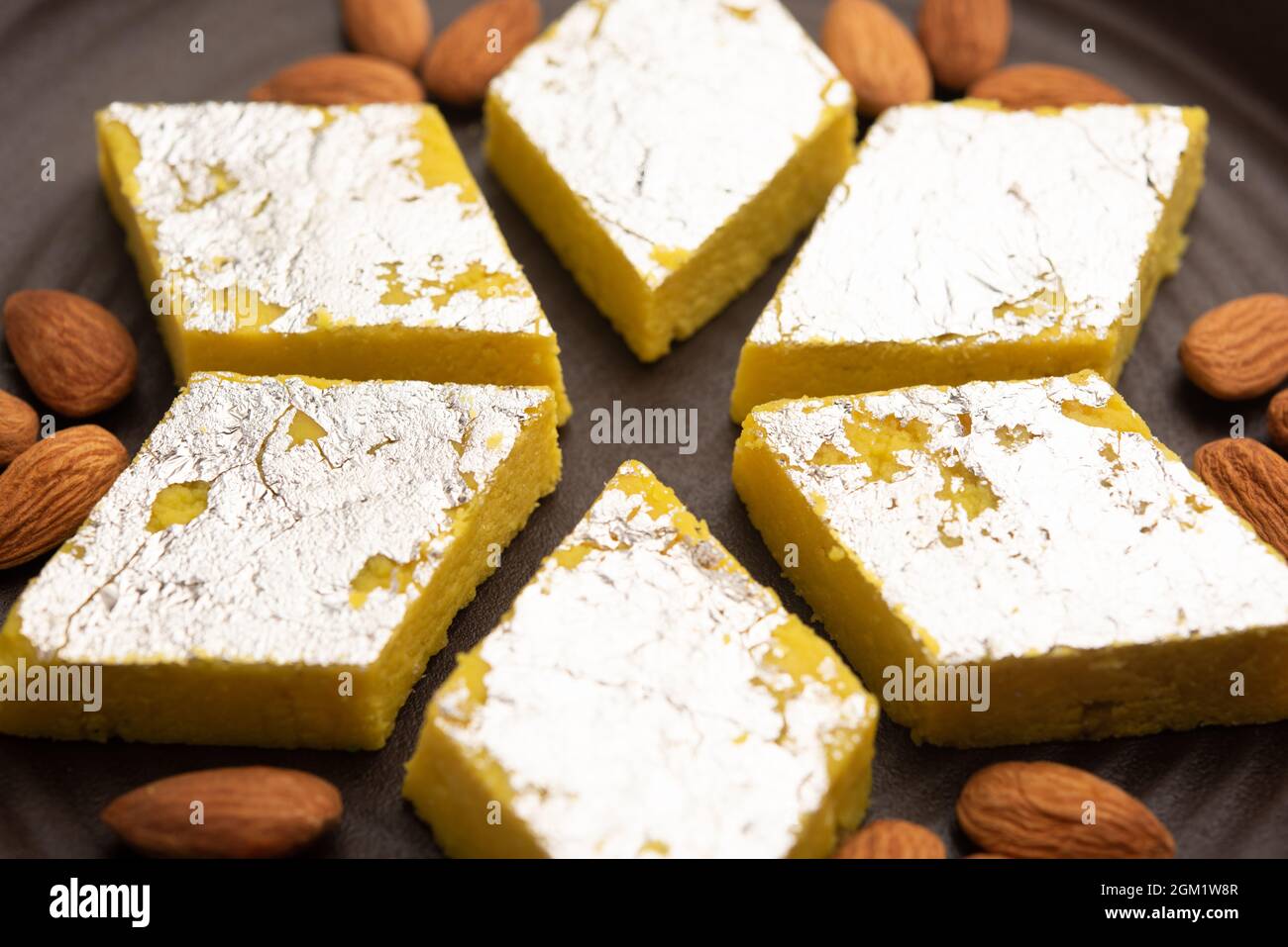 Indian Sweet Food Badam Katli or Barfi Also Known As Almond Sweet burfi