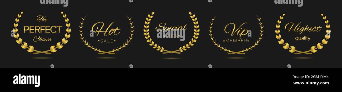 Perfect choice Golden laurel wreath label set Stock Vector Image & Art ...
