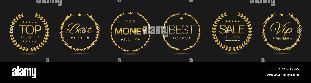Top quality Golden laurel wreath label set Stock Vector Image & Art - Alamy