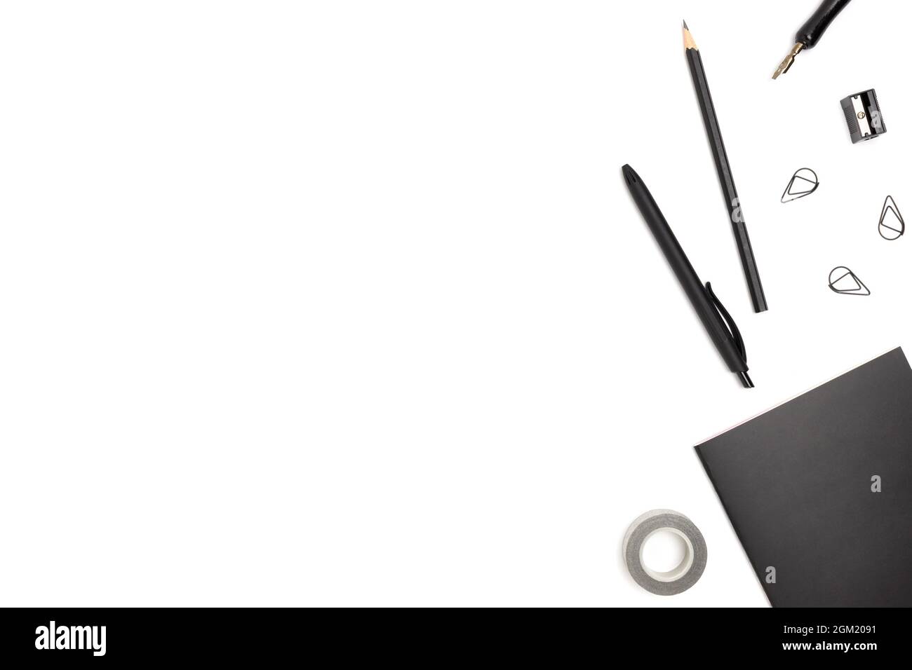 School supply on a white background. Composition with copy space. Stock Photo