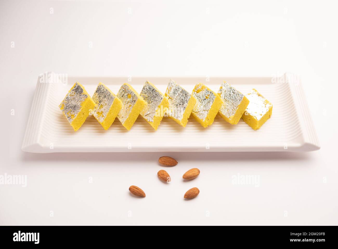 Indian Sweet Food Badam Katli or Barfi Also Known As Almond Sweet burfi