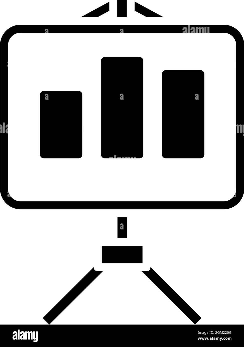 Analytics Stand Icon. Black Stencil Design. Vector Illustration. Stock Vector