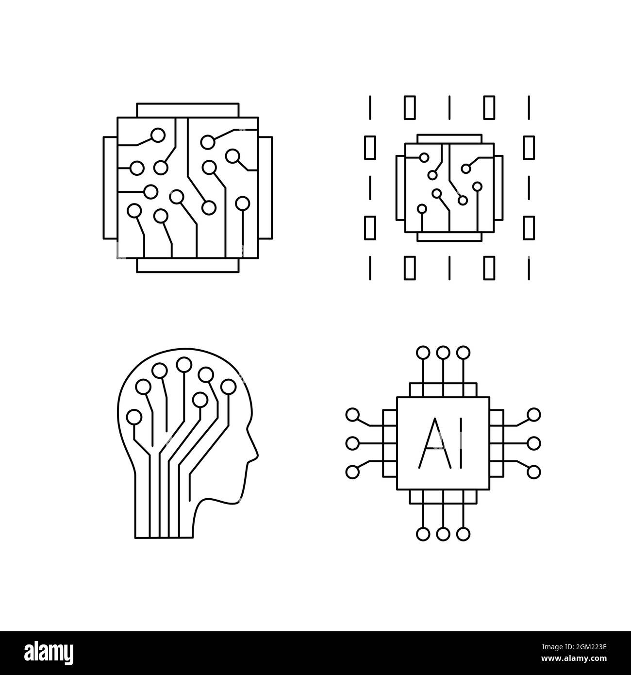 Artificial intelligence and machine learning line icon Stock Vector ...