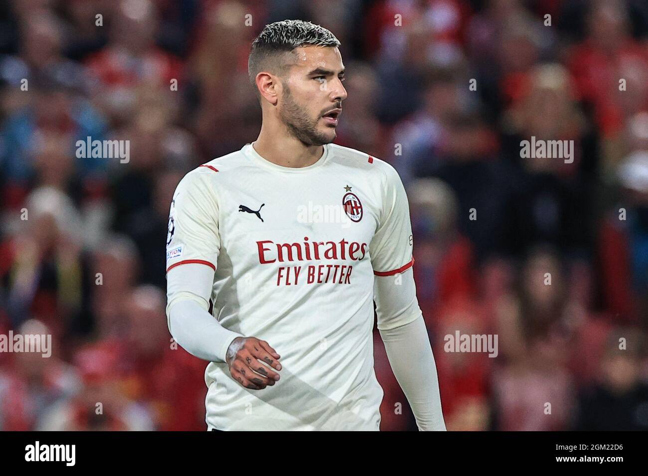 Liverpool, UK. 15th Sep, 2021. Theo Hernandez #19 of AC Milan during the game in Liverpool, United Kingdom on 9/15/2021. (Photo by Mark Cosgrove/News Images/Sipa USA) Credit: Sipa USA/Alamy Live News Stock Photo