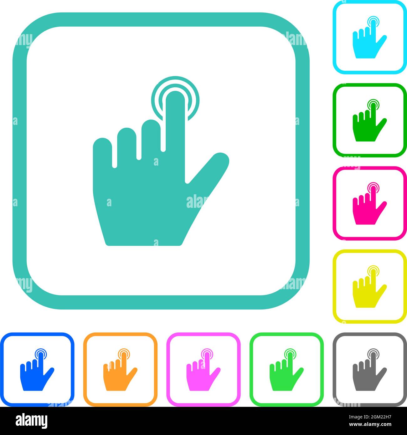 left handed clicking gesture vivid colored flat icons in curved borders ...