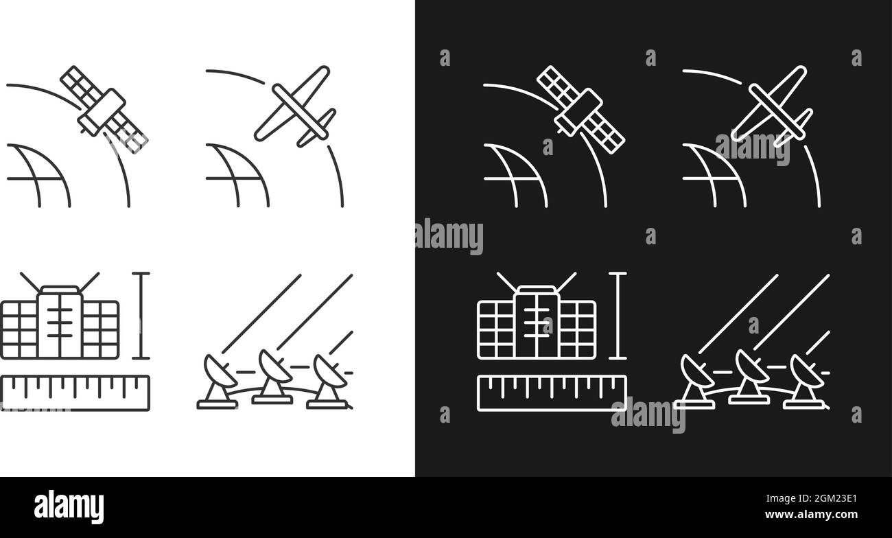 Satellite technologies linear icons set for dark and light mode Stock ...