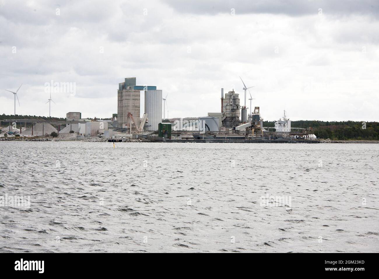 LIMESTONE MINING of Nordkalk in Bunge on Gotland during protests by the