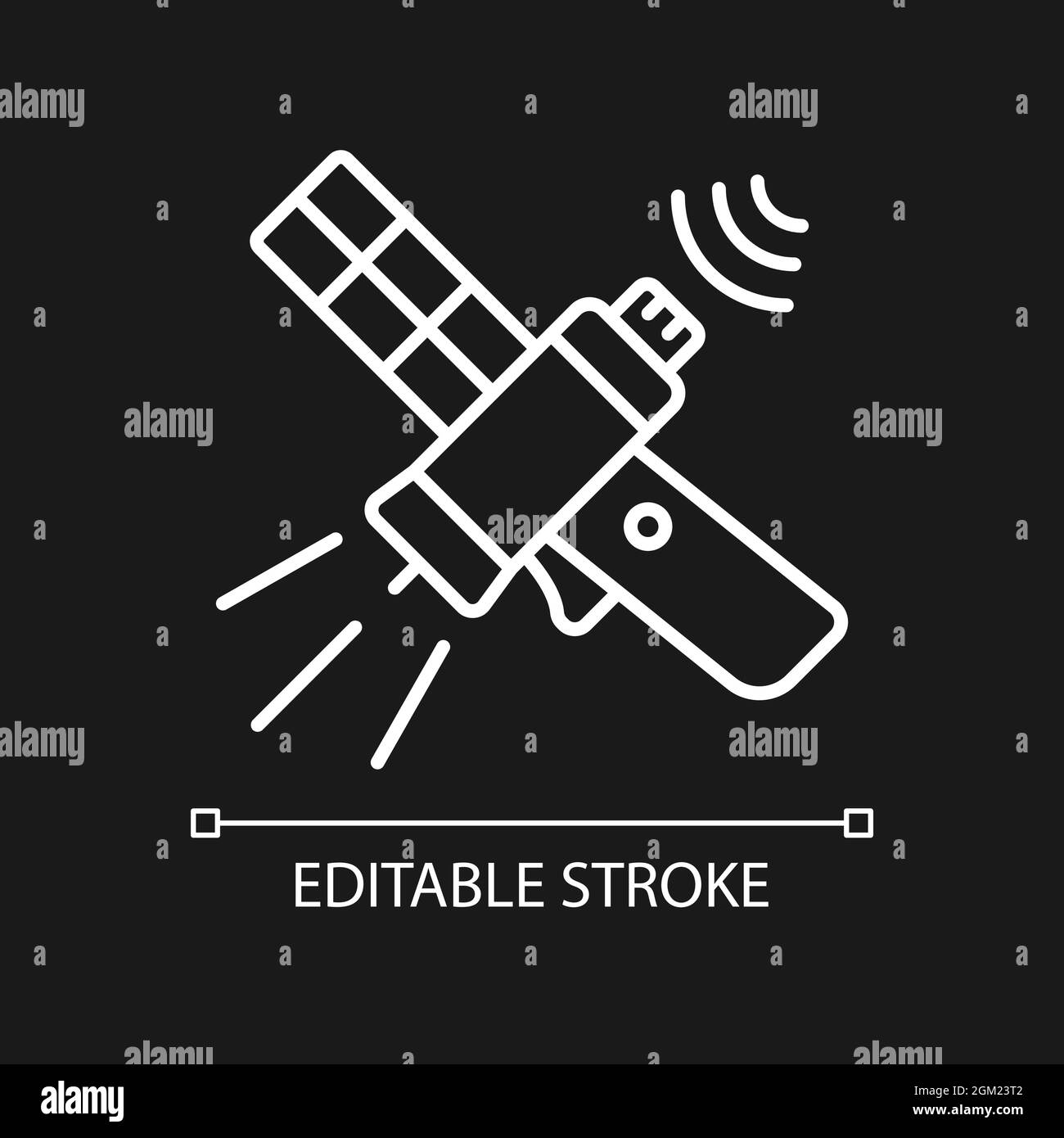 Communications satellite white linear icon for dark theme Stock Vector ...