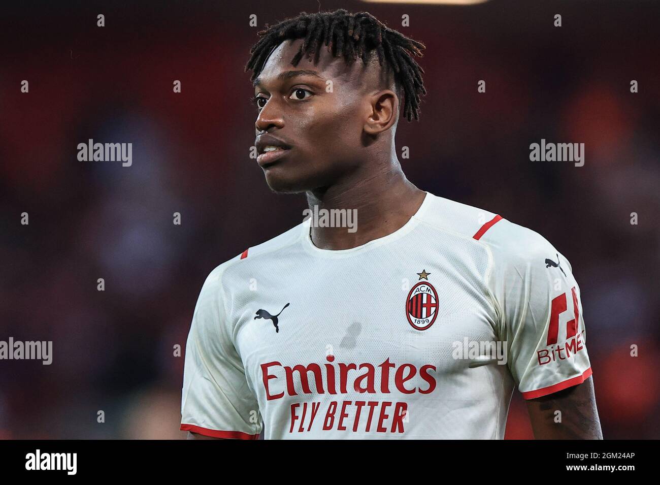Liverpool, UK. 15th Sep, 2021. Rafael Leão #17 of AC Milan during the game in Liverpool, United Kingdom on 9/15/2021. (Photo by Mark Cosgrove/News Images/Sipa USA) Credit: Sipa USA/Alamy Live News Stock Photo