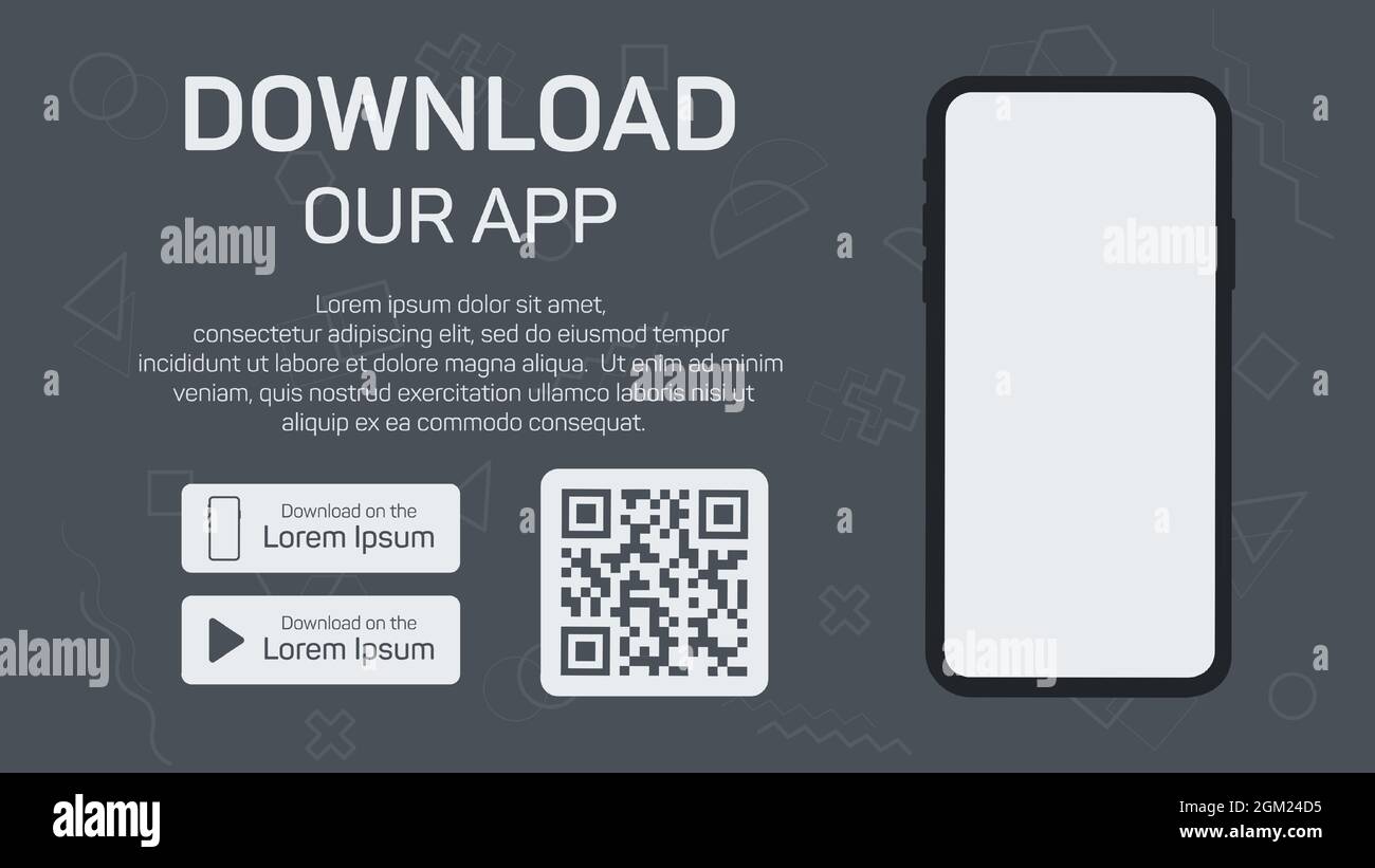 Download our app advertising banner. Phone mockup on grey background. App  for mobile. UI and UX design. Vector illustration Stock Vector Image & Art  - Alamy