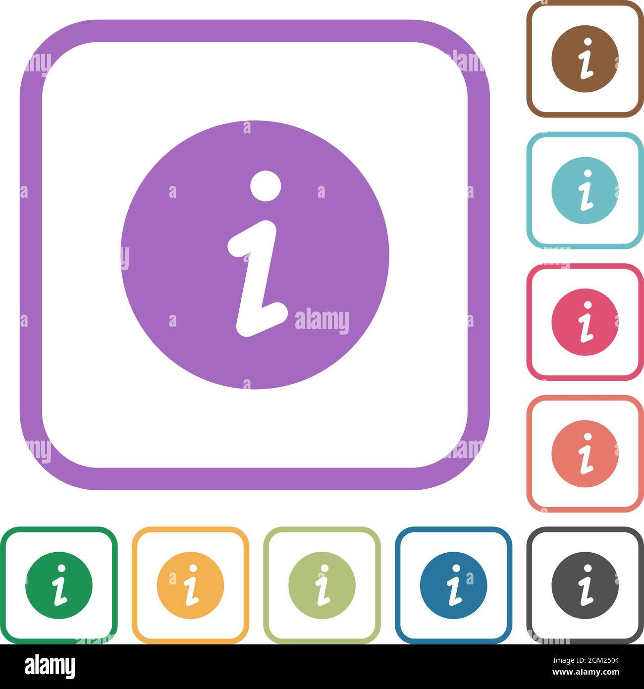 Information solid simple icons in color rounded square frames on white ...