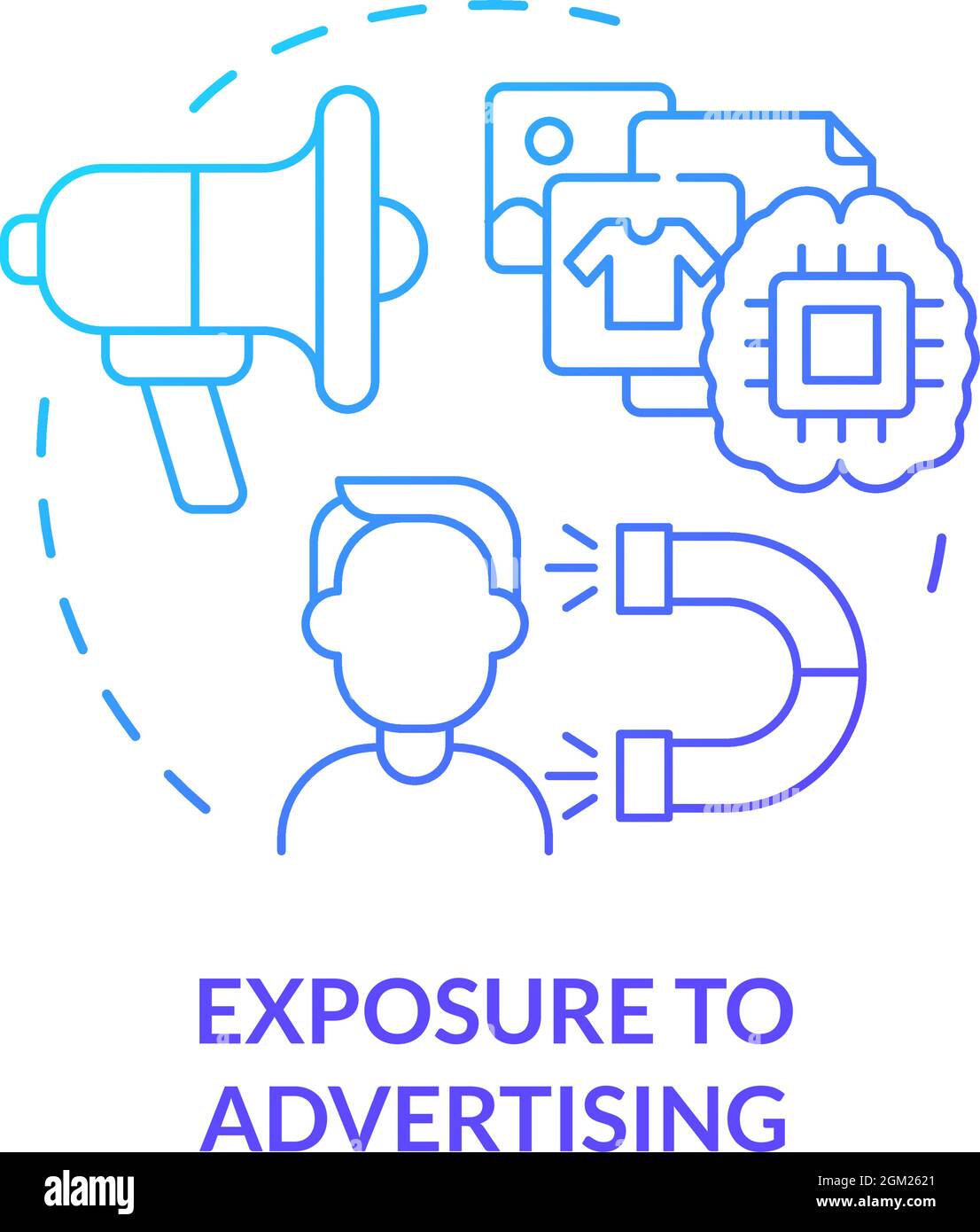 Exposure to advertising blue gradient concept icon Stock Vector