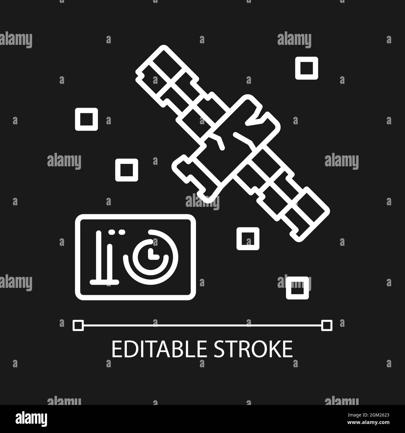 Satellite condition white linear icon for dark theme Stock Vector Image ...