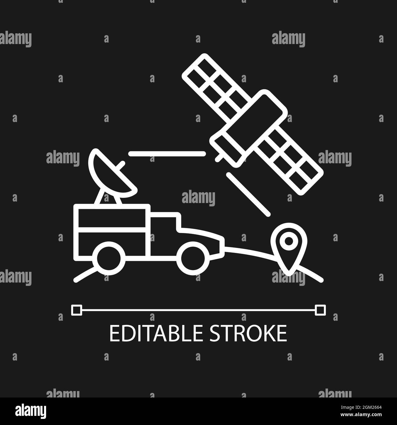 Military use of satellites white linear icon for dark theme Stock ...