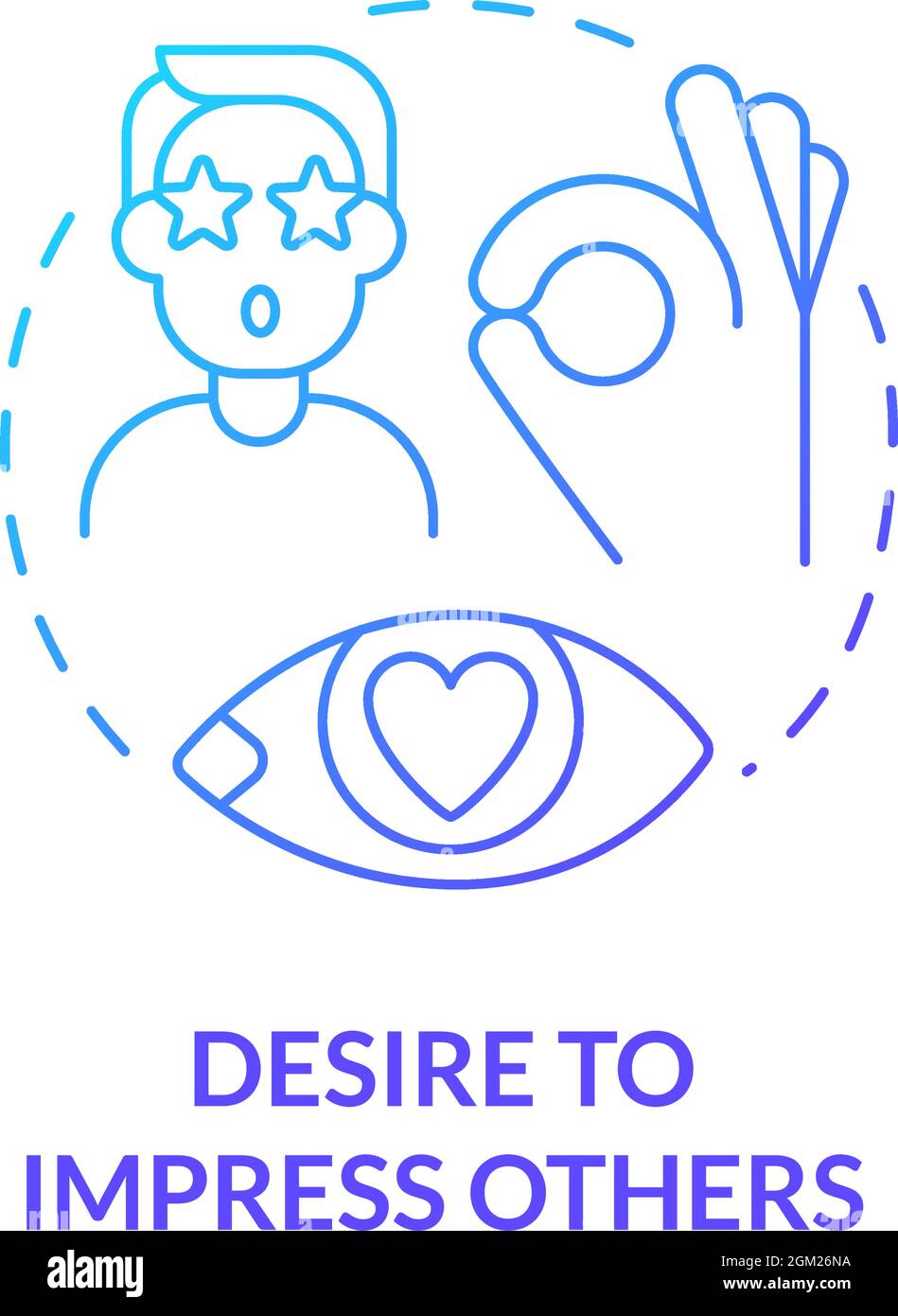 Desire to impress others blue gradient concept icon Stock Vector