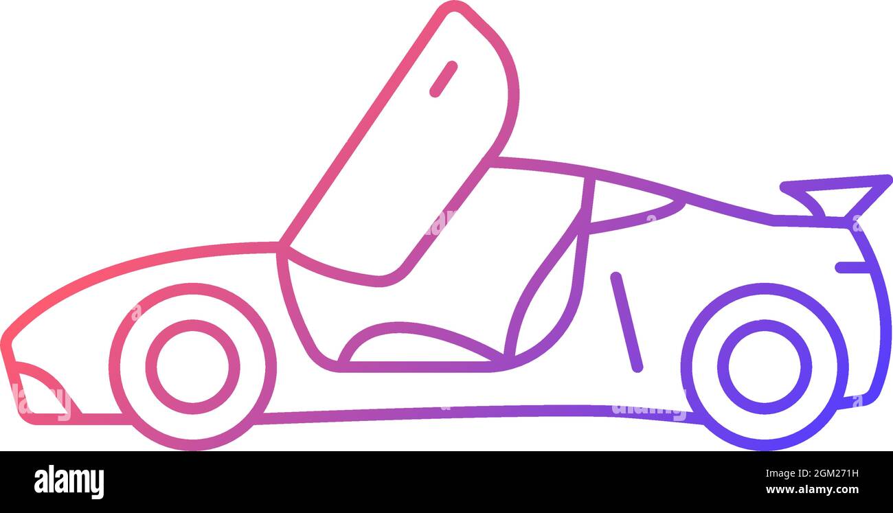 Car with butterfly doors gradient linear vector icon Stock Vector