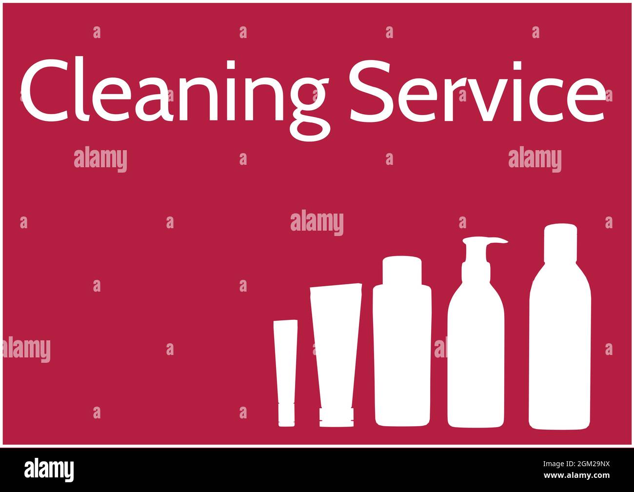 Cleaning Service Text And Multiple Cleaning Detergent Bottle Icons