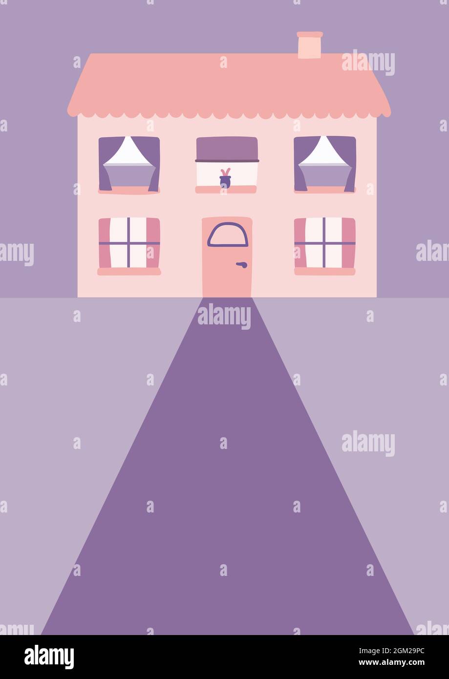 Digitally generated image of house icon against purple background Stock Photo