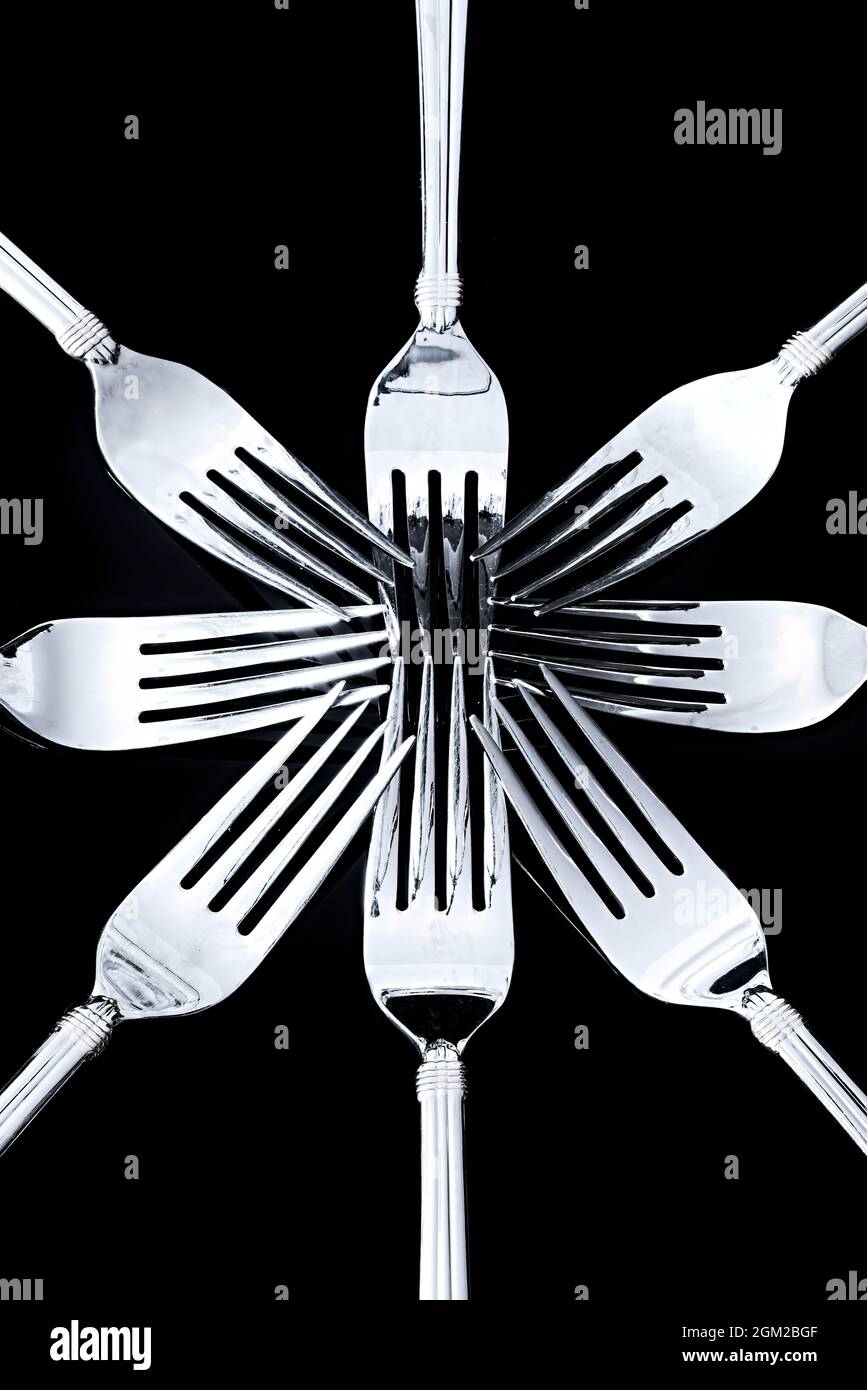 Forks Pattern Silverware forks create shapes and reflections. This