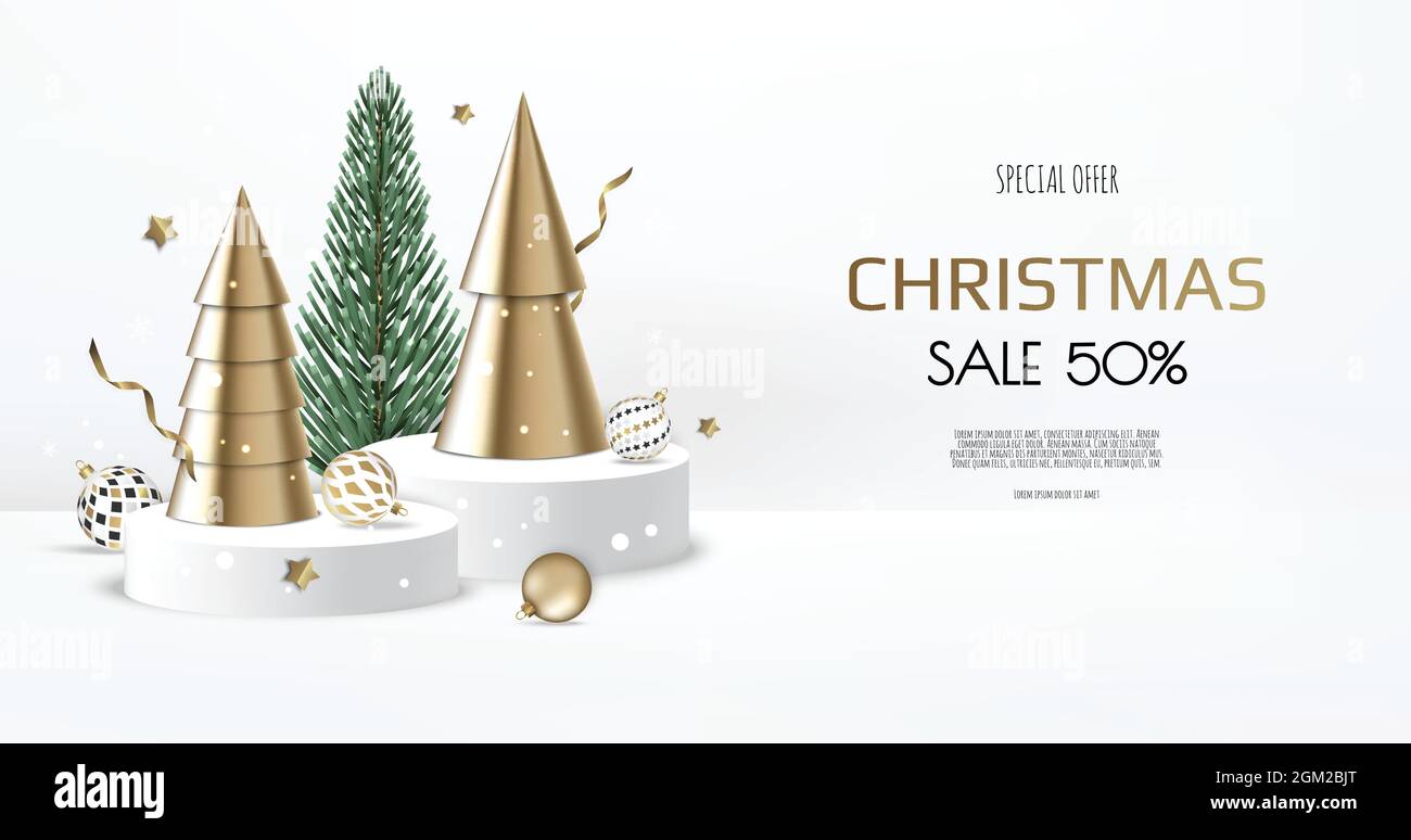 Merry Christmas Sale Banner Template Greeting Card Banner Poster Header For  Website Stock Illustration - Download Image Now - iStock