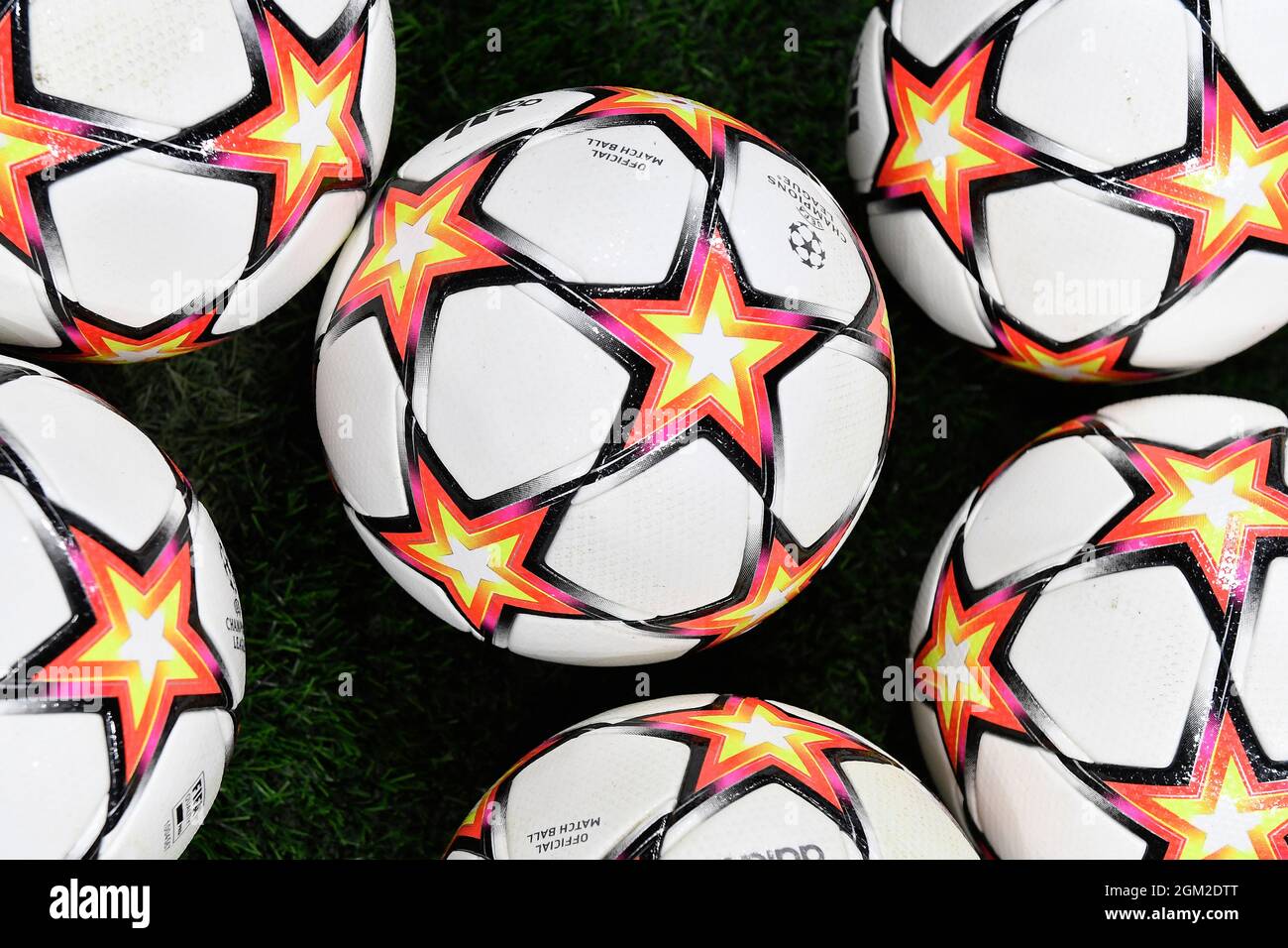 Milano, Italy. 15th Sep, 2021. A group of Adidas official balls are seen  prior to the Uefa Champions League group D football match between FC  Internazionale and Real Madrid at San Siro