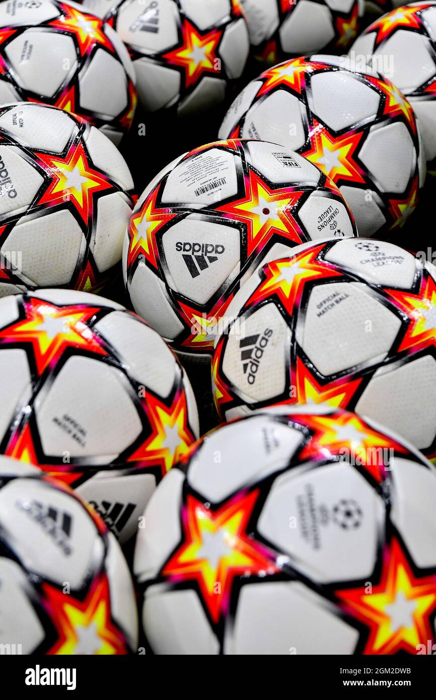 Milano, Italy. 15th Sep, 2021. A group of Adidas official balls are seen  prior to the Uefa Champions League group D football match between FC  Internazionale and Real Madrid at San Siro