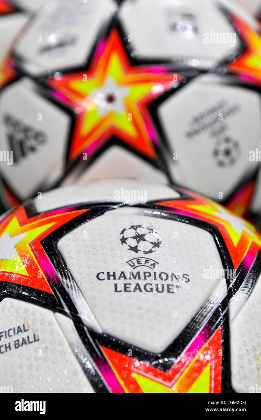 Milano, Italy. 15th Sep, 2021. A group of Adidas official balls are seen  prior to the Uefa Champions League group D football match between FC  Internazionale and Real Madrid at San Siro