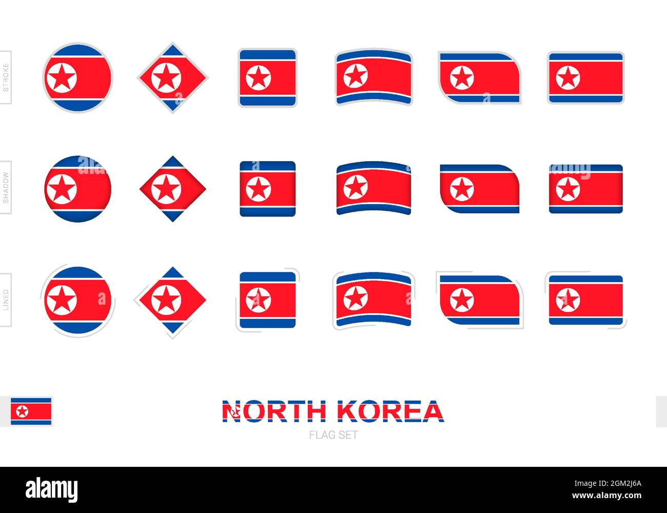 North Korea flag set, simple flags of North Korea with three different