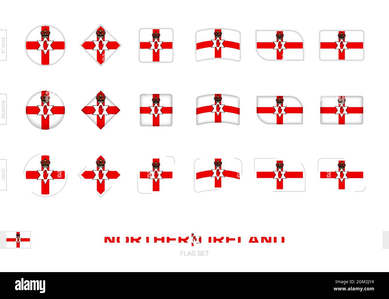 Northern Ireland flag set, simple flags of Northern Ireland with three