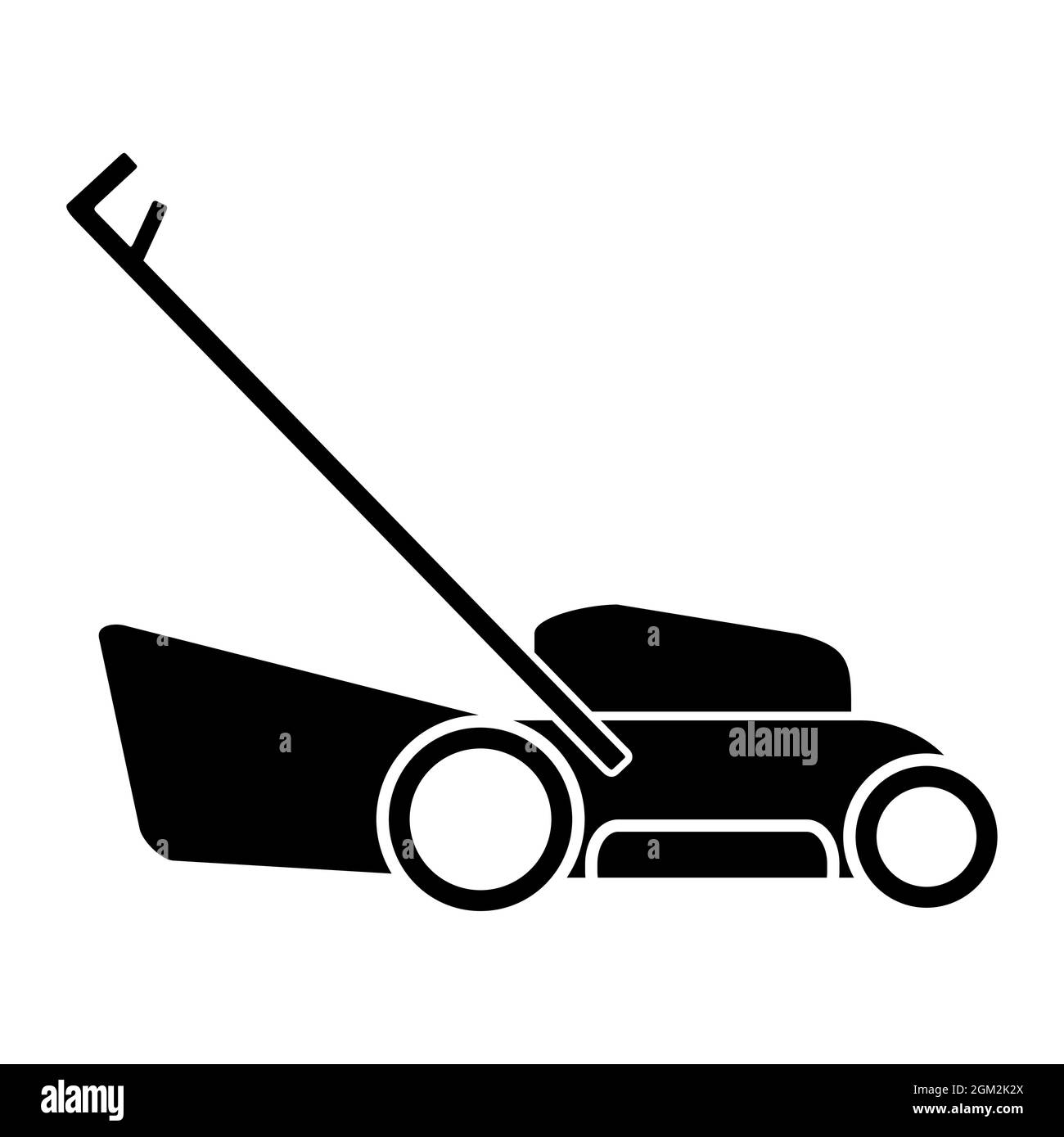 Simple editable black vector lawn mower, lawnmower, mower icon isolated on white background Stock Vector