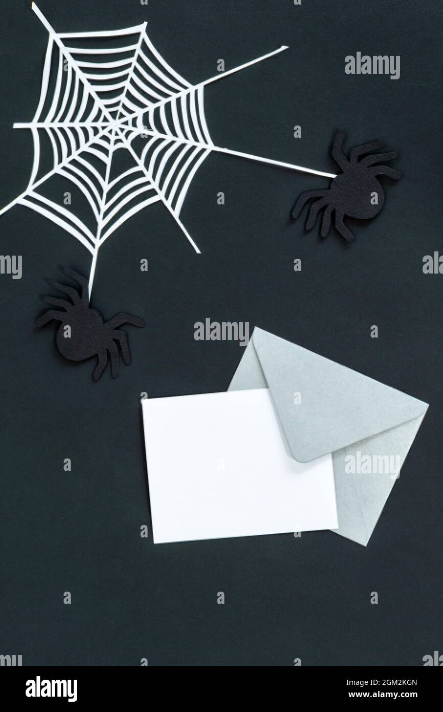 Halloween Purple Blank inside Creepy Papercut Trick or Treat Spooky Web and Spider Card