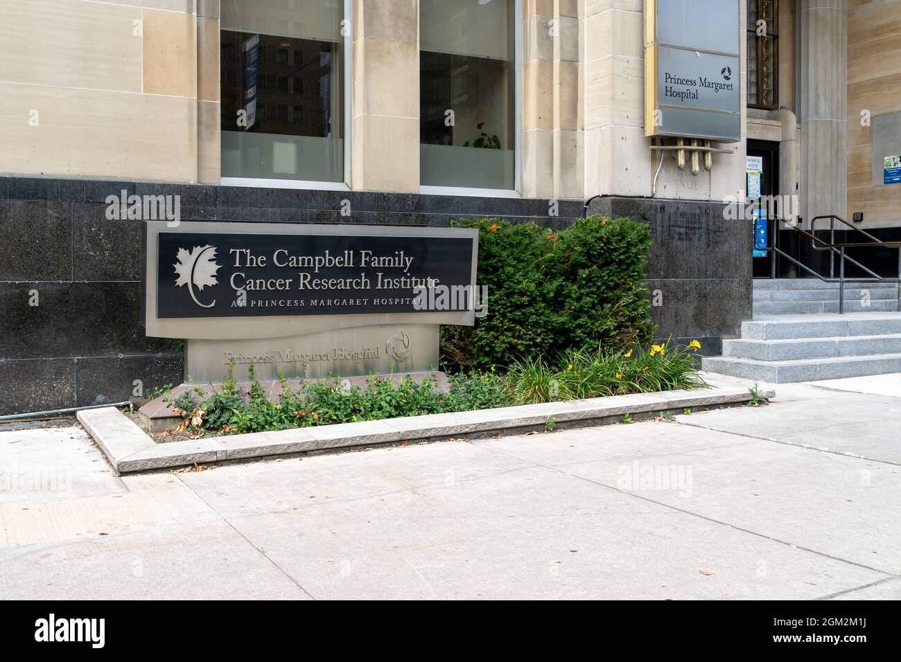 Toronto, Canada-August 25, 2021: The sign of Campbell family Cancer Research Institute (Princess Margaret Cancer Centre) in Toronto Stock Photo