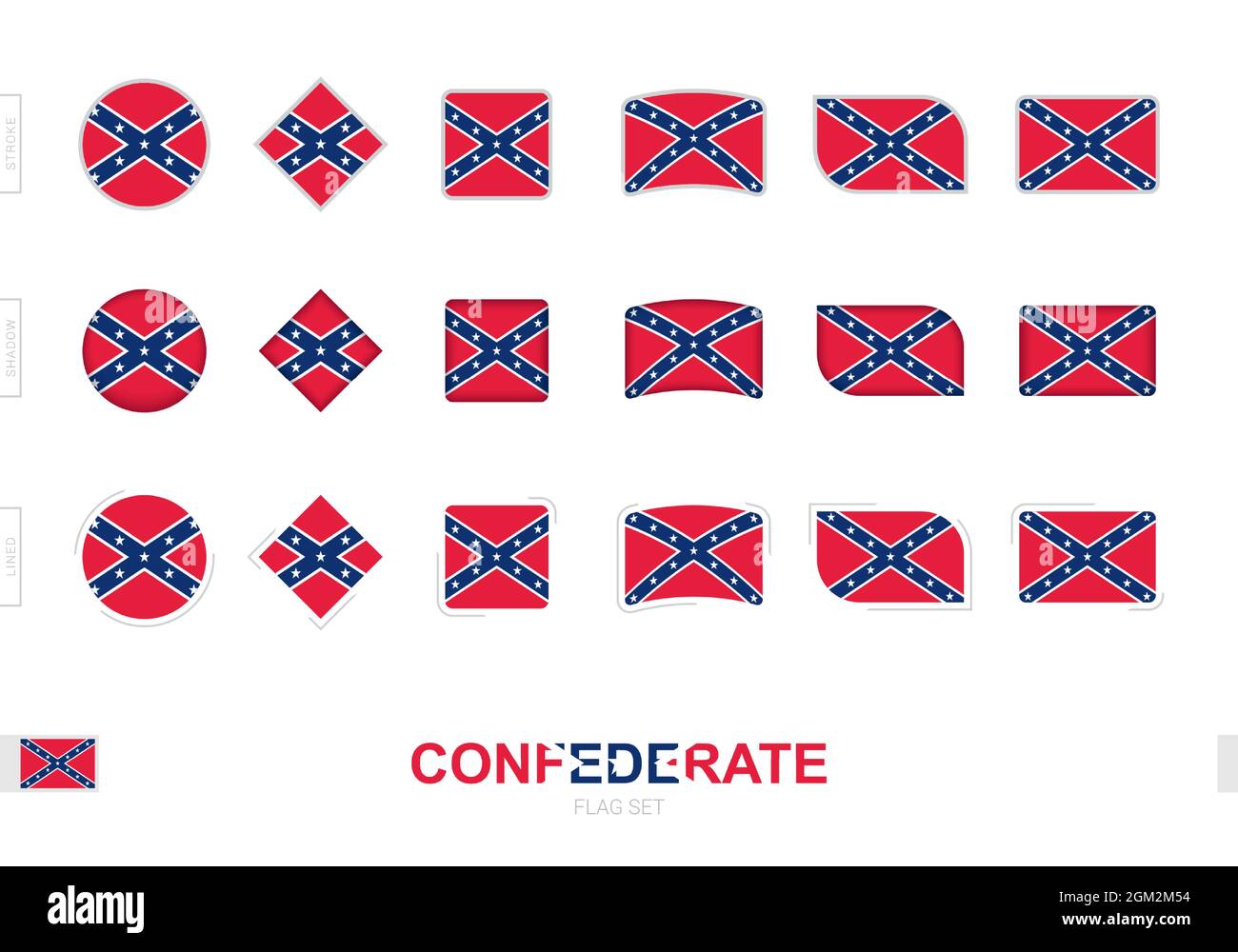 Confederate flag set, simple flags of Confederate with three different