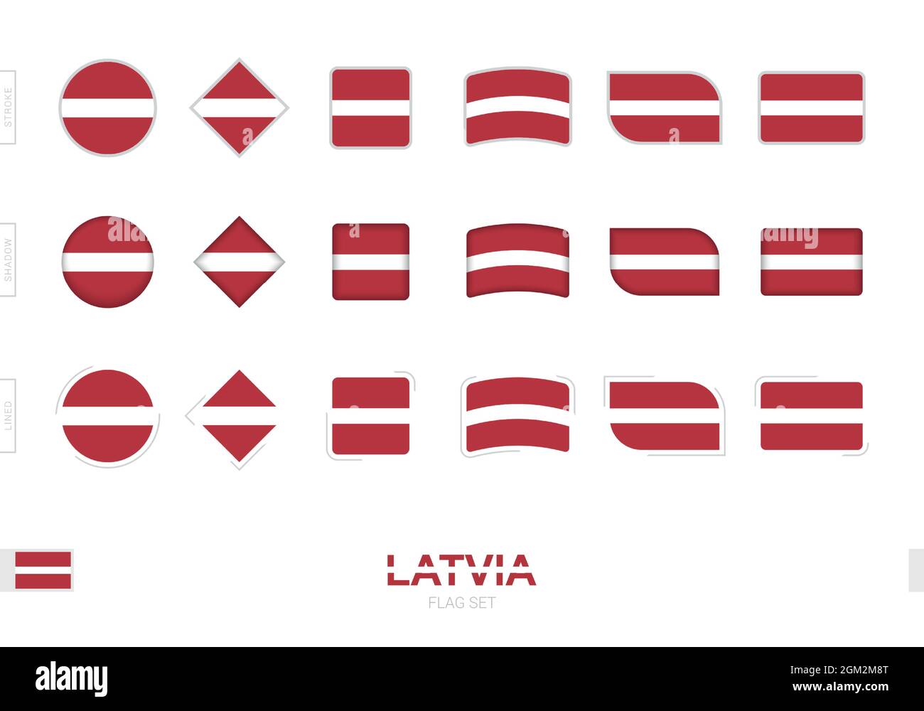 Latvia flag set, simple flags of Latvia with three different effects