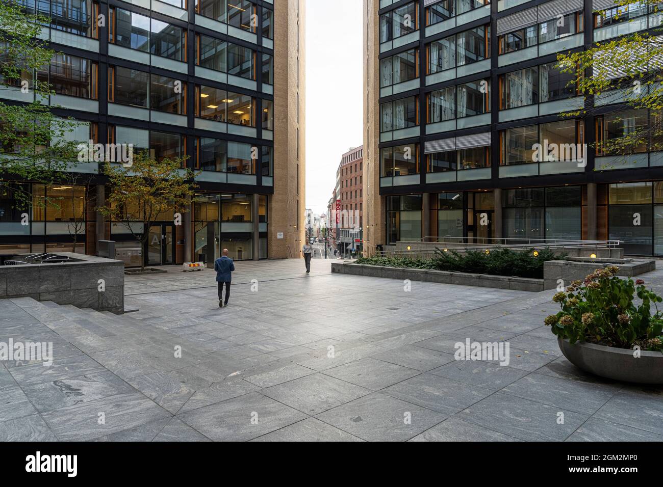 Oslo, Norway. September 2021. view of the passage between modern buildings in the city center Stock Photo