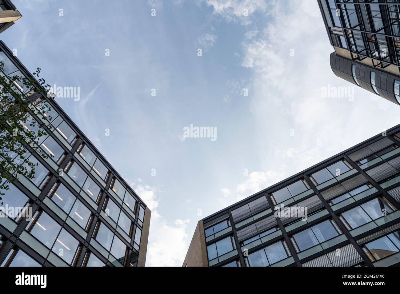 Oslo, Norway. September 2021. view of the sky between the modern buildings in the city center Stock Photo