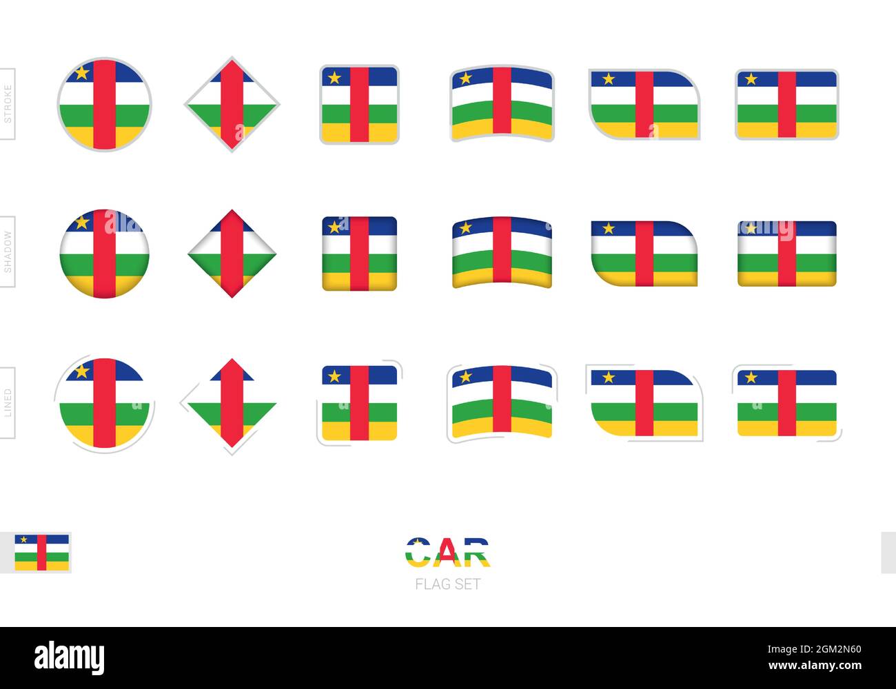 Central African Republic Flag Set Simple Flags Of Central African