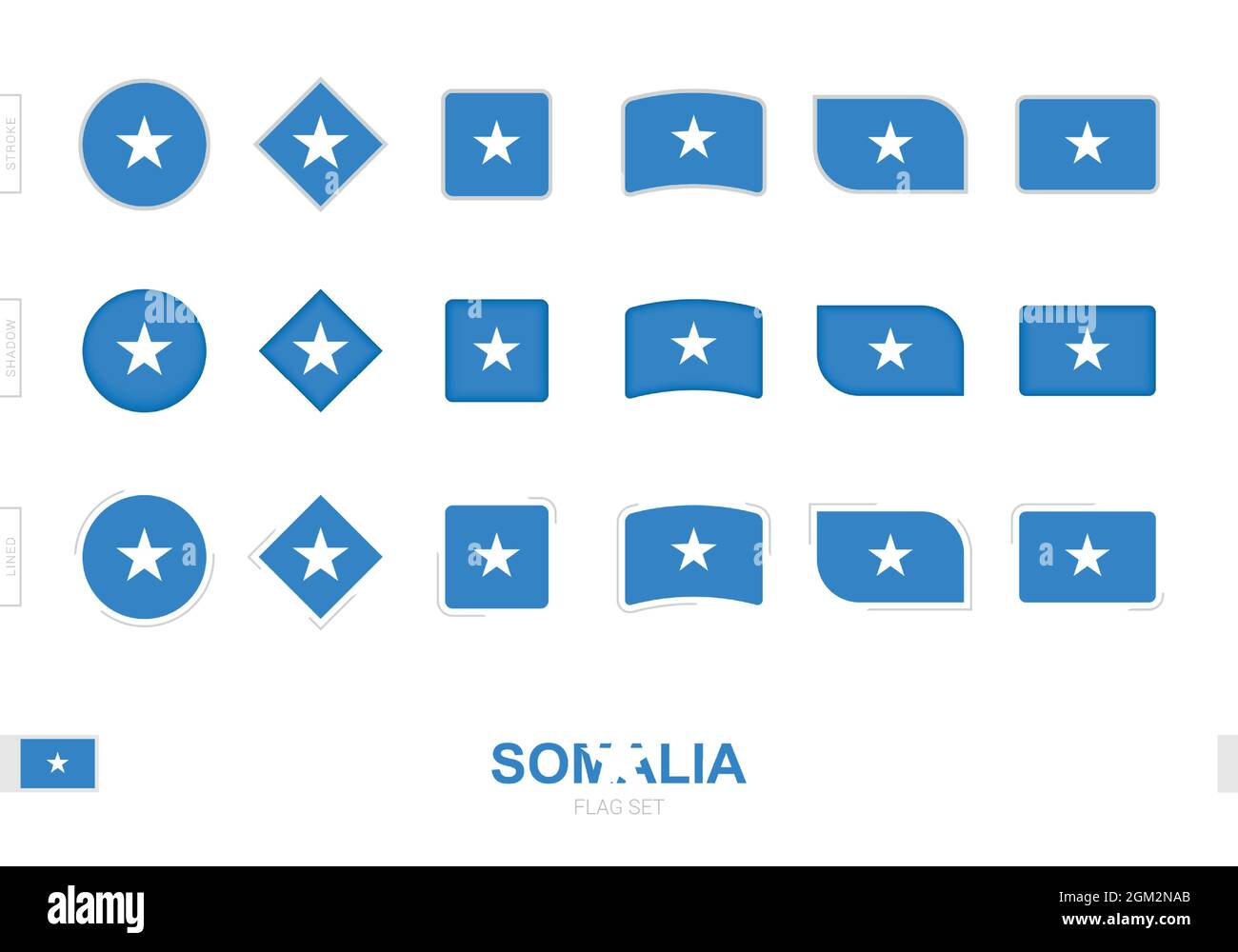 Somalia flag set, simple flags of Somalia with three different effects