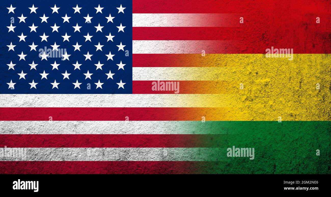 United States of America (USA) national flag with Bolivia National flag ...