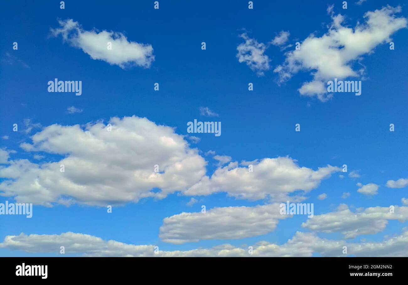 White clouds in the blue sky panorama Stock Photo