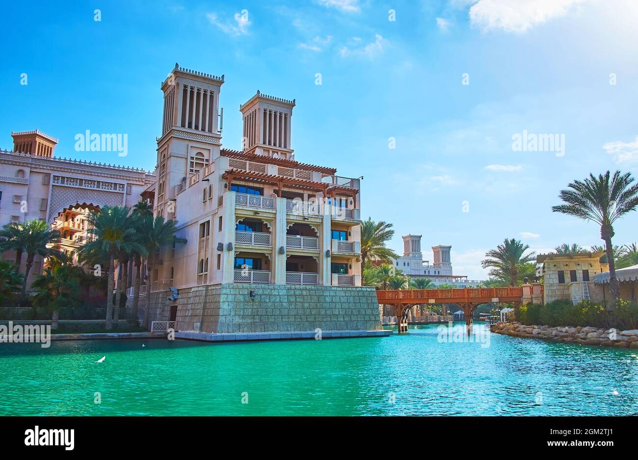The scenic architectural complex in traditional Arabic style behind the ...