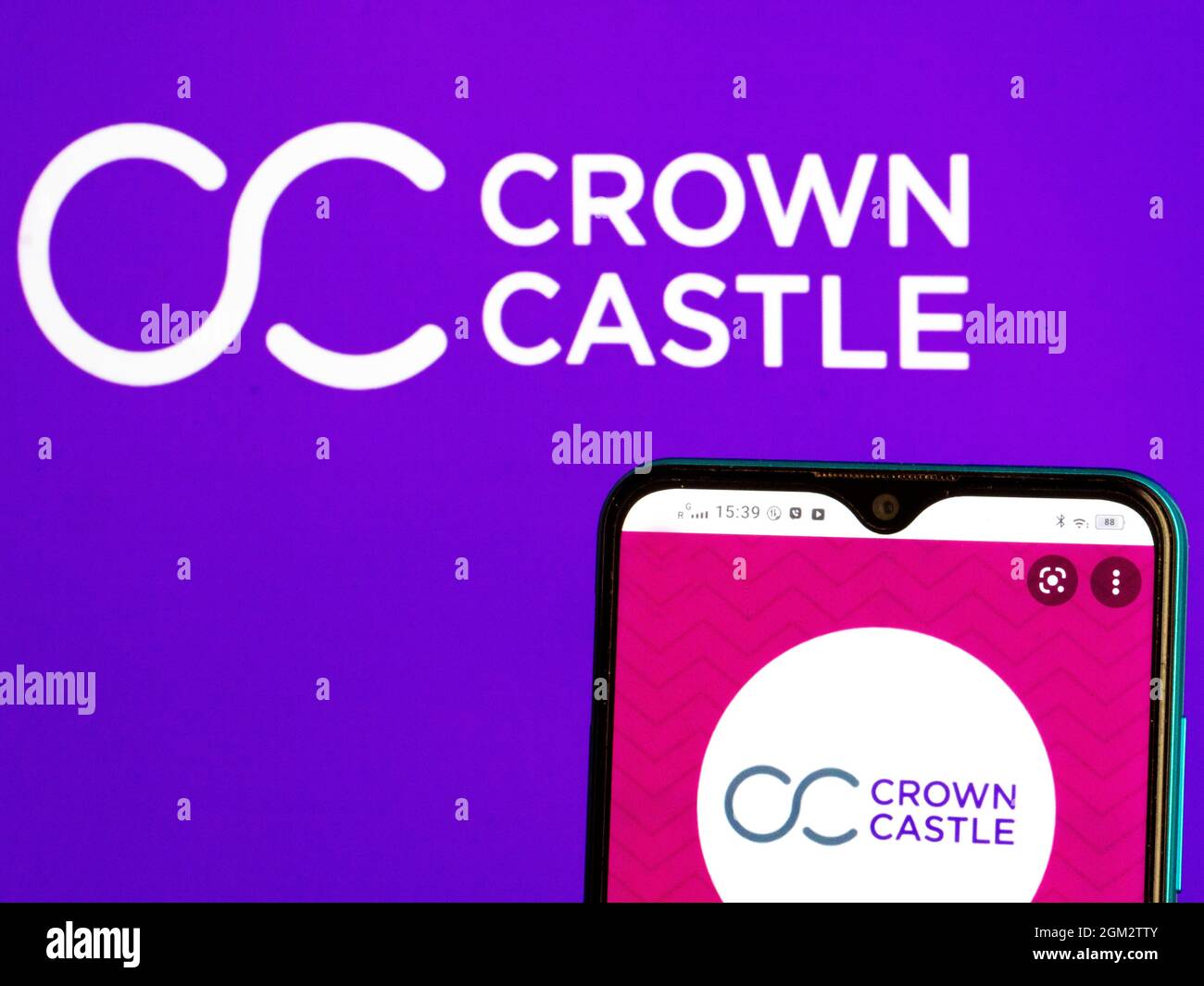 In this photo illustration Crown Castle International Corp. logo seen