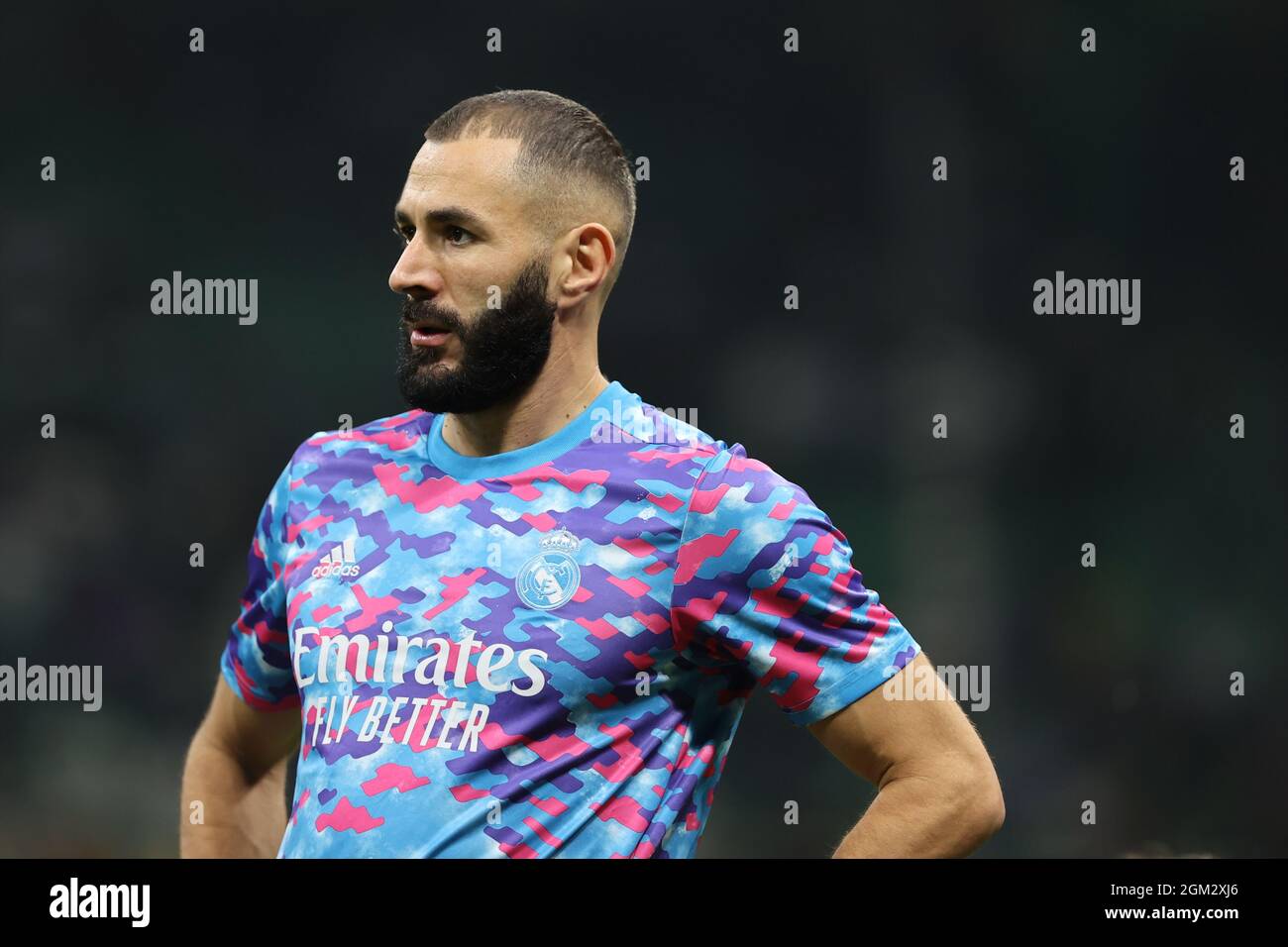 Karim Benzema of Real Madrid CF warms up during the UEFA Champions ...
