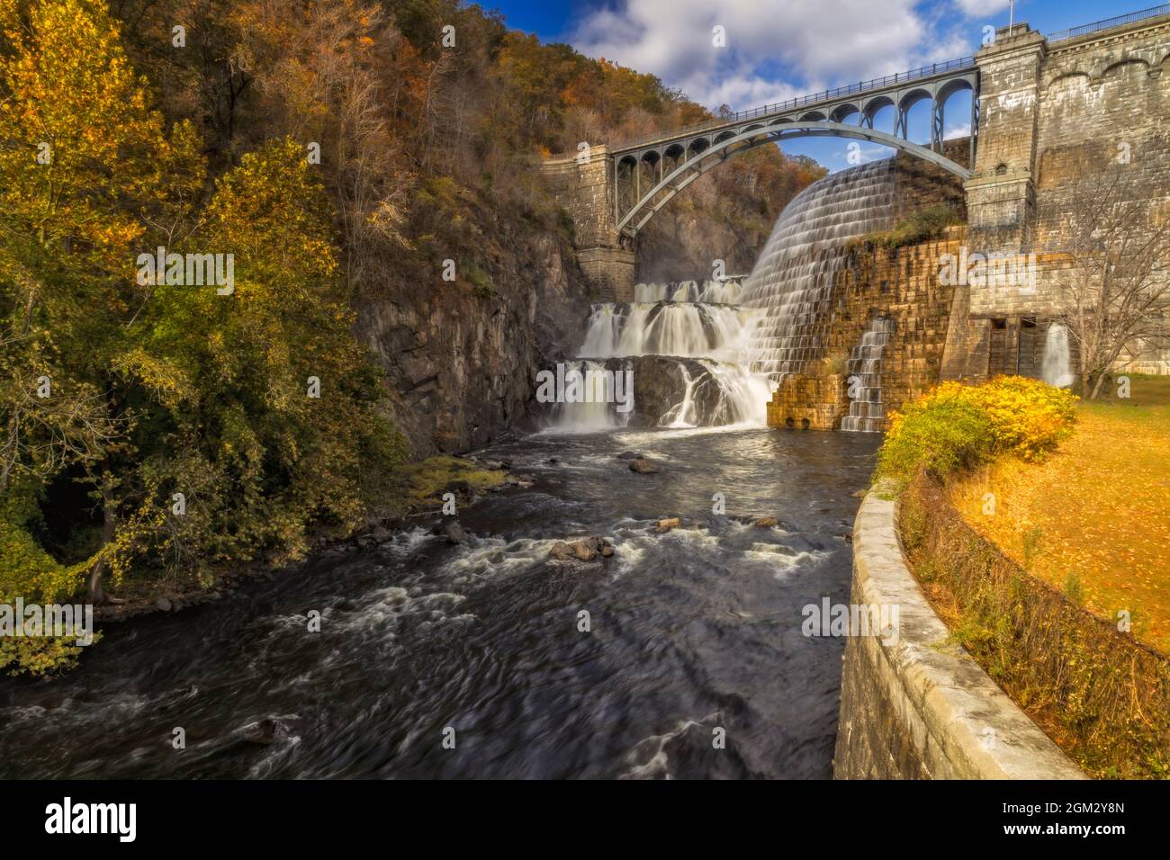 New Croton Hudson Dam   - New Croton Dam waterfall also known as the Cornell Dam during a beautiful autumn afternoon.  This image is available in colo Stock Photo