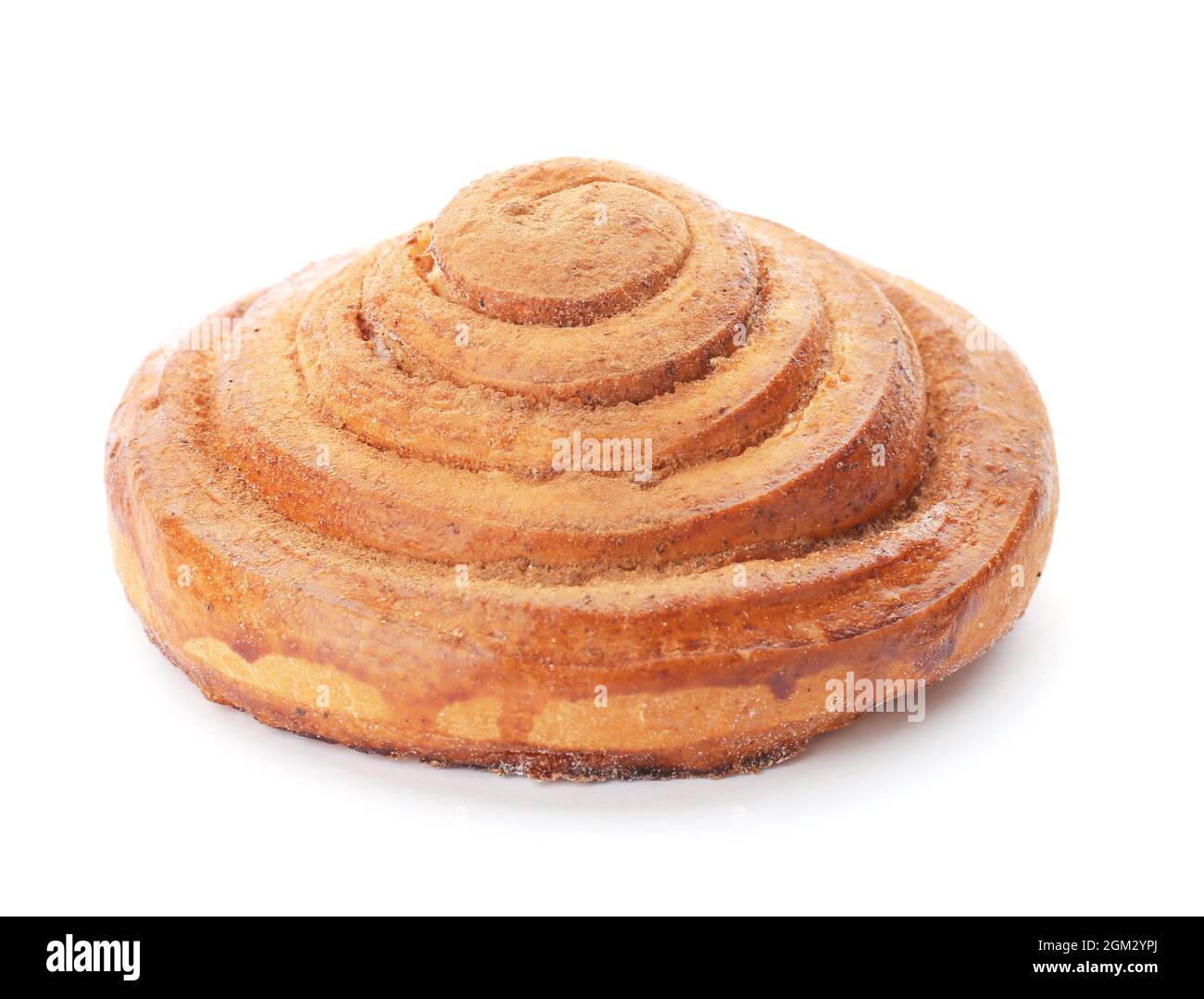 Sweet cinnamon roll on white background Stock Photo - Alamy