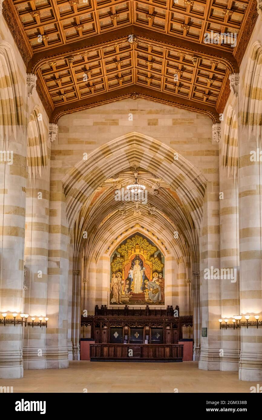 Yale University Sterling Memorial Library - Interior view of Collegiate Gothic architecture style main library at at Yale University.  Yale University Stock Photo